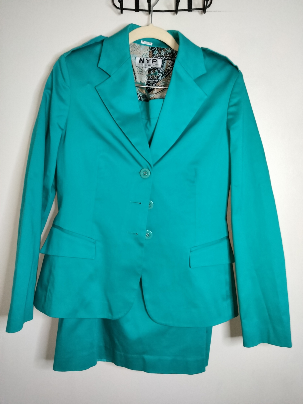 NYP Suits (Size 8) Turquoise LS Button Blazer & Pencil Skirt (2PC) Matching Set